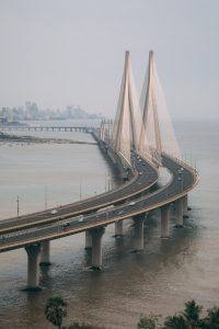 Bandra-Worli Sea Link in Mumbai, India — iconic cable-stayed bridge connecting western suburbs to South Mumbai over the Arabian Sea